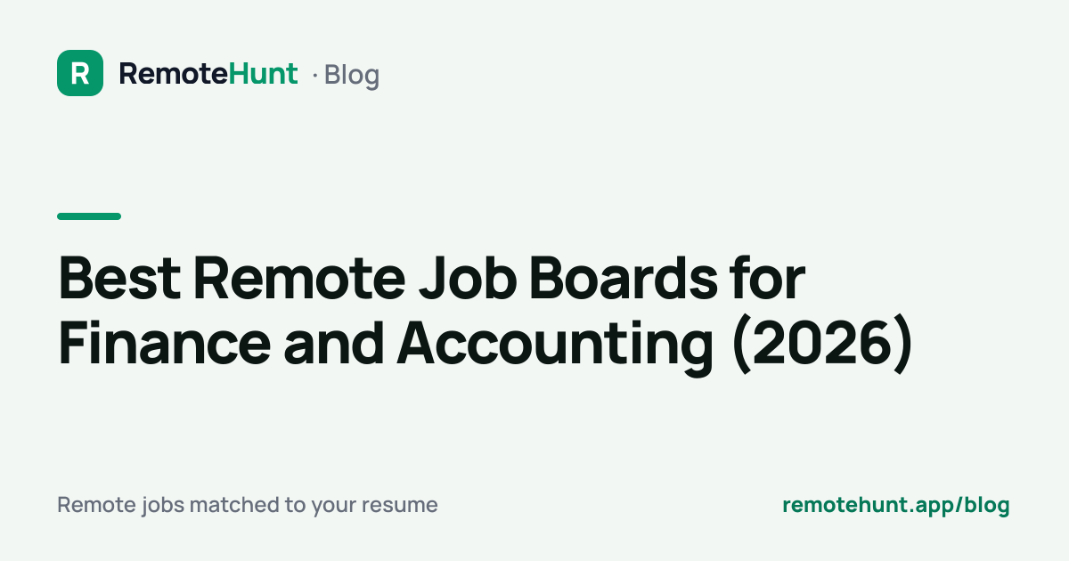 Best Remote Job Boards for Finance and Accounting (2026) | RemoteHunt Blog